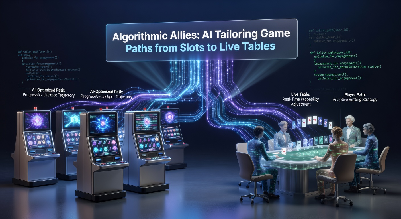 Grafiek van AI-algoritmes die spelersroutes visualiseren van slots naar live blackjack en roulette tafels