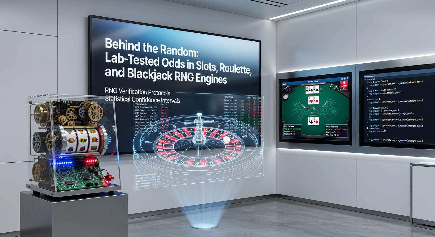 Grafiek van RNG-motoren die willekeurige uitkomsten genereren in casinospellen zoals slots en roulette