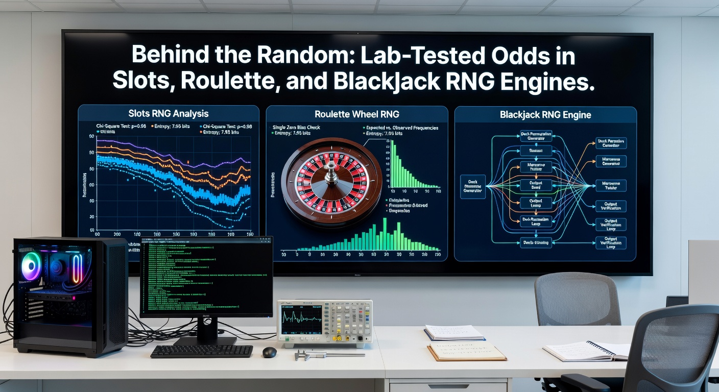 Laboratoriumapparatuur testend RNG-uitkomsten voor blackjack en roulette tafels