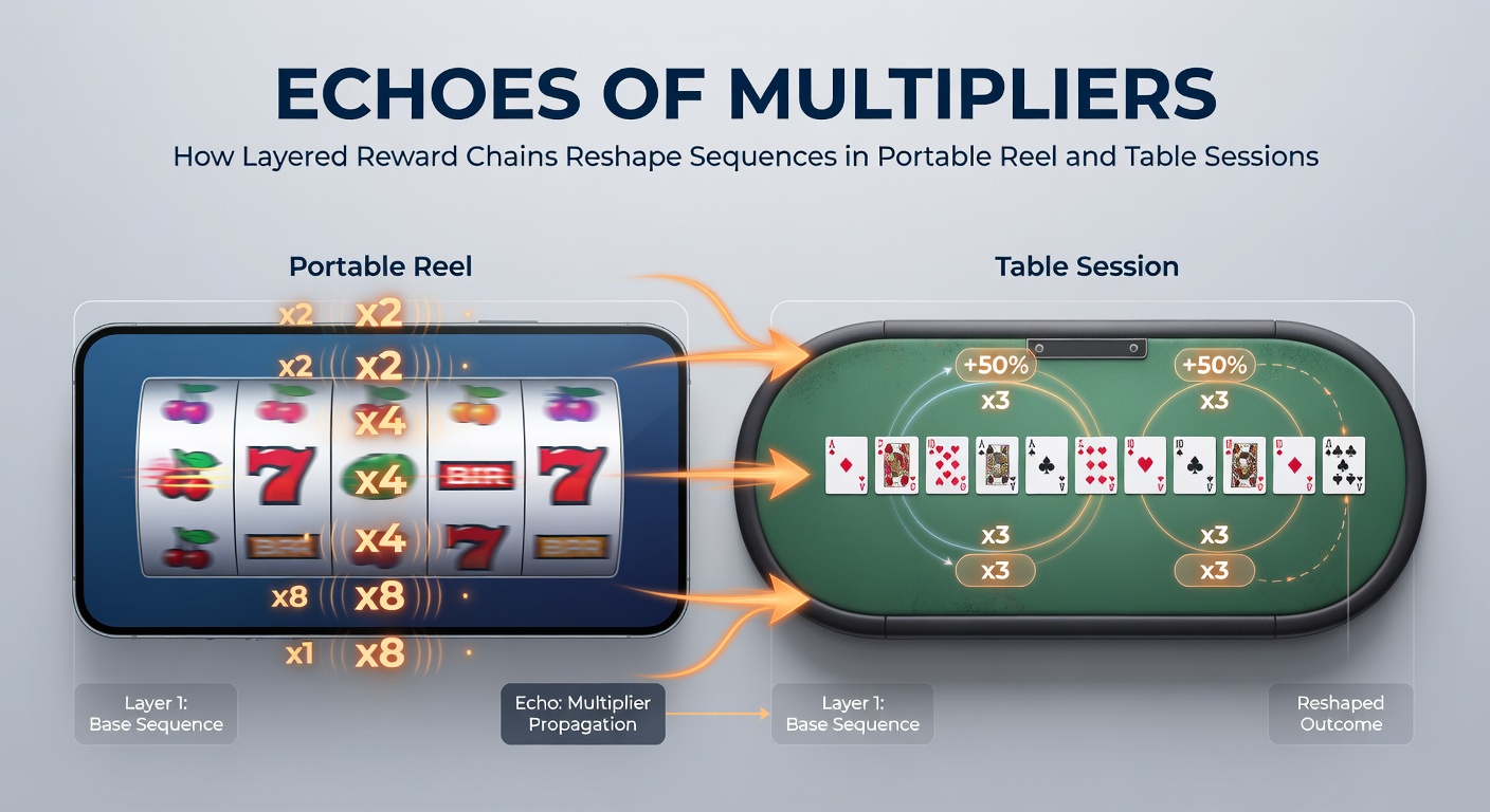 Diagram van multiplier echo's die door slots en live tafelspellen stromen