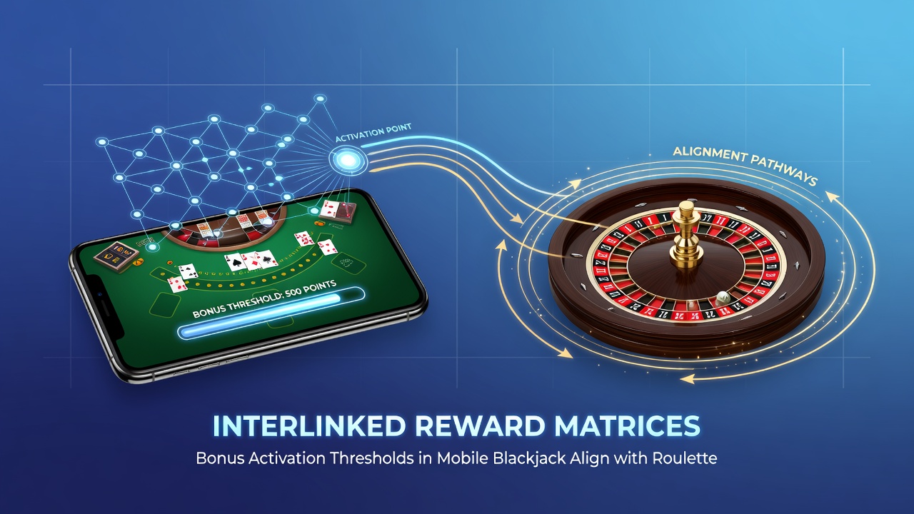 Diagram van bonusdrempels die blackjack verbinden met roulette- en pokerpatronen
