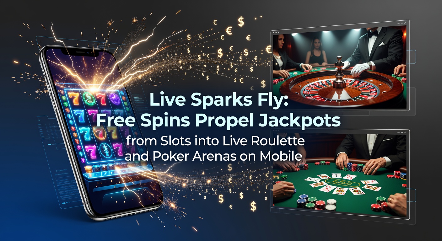 Mobiele scherm met slot jackpot die overspringt naar live roulette tafel met dealer