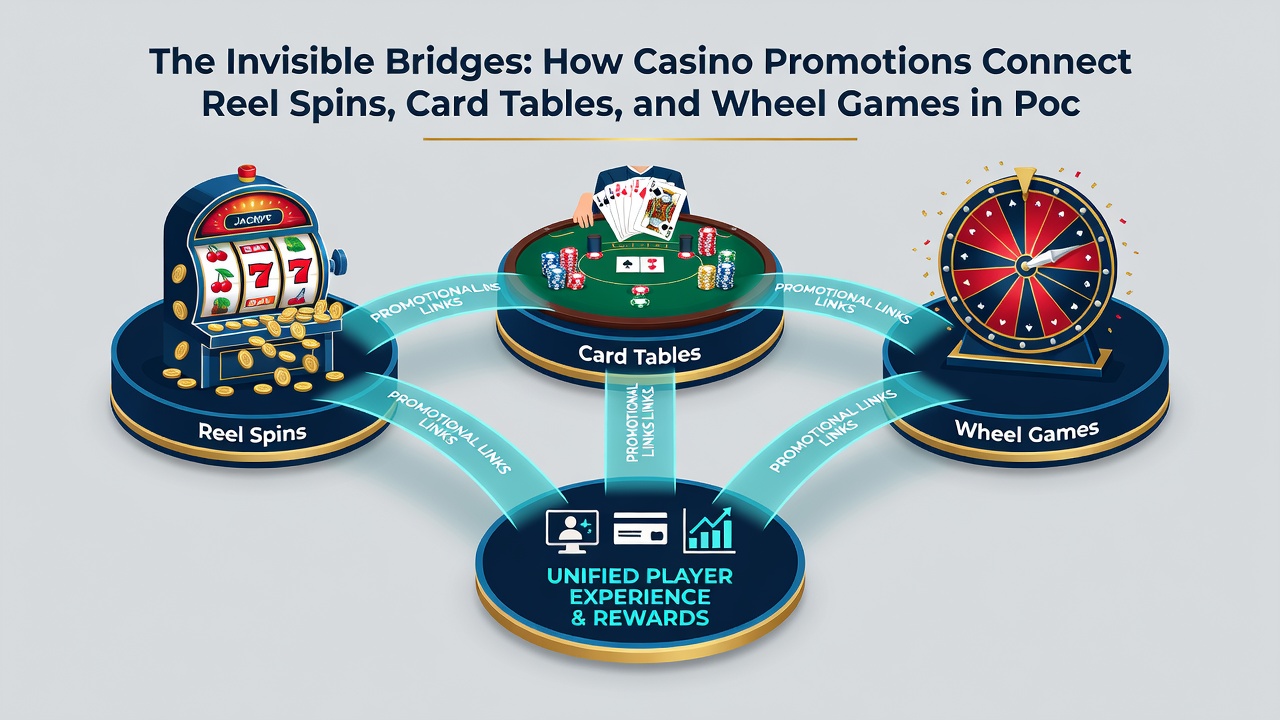 Diagram van promotionele stromen tussen mobiele slots, card tables en wheel games
