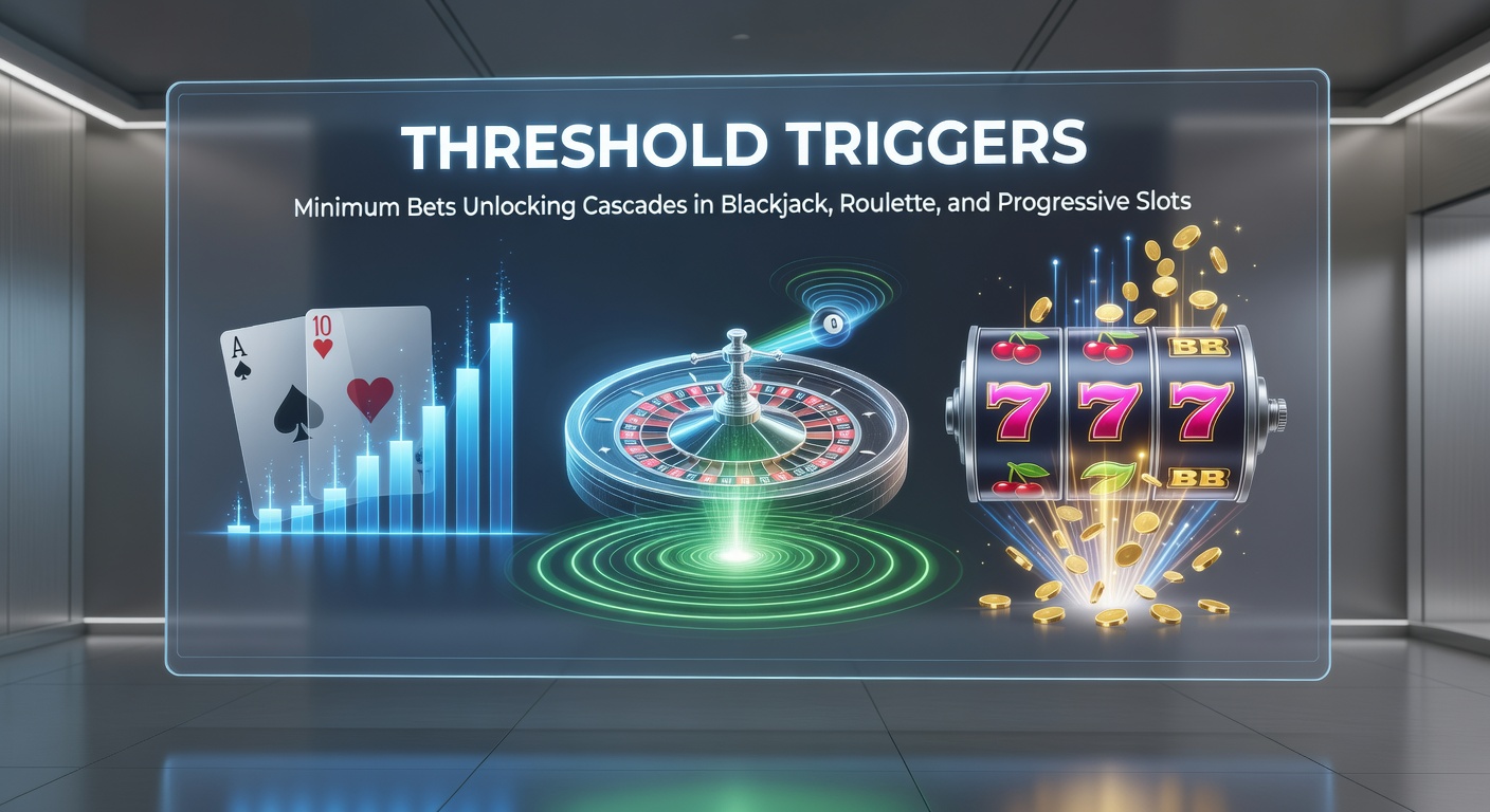 Grafiek met minimum inzetten en cascade-effecten in casino-spellen zoals blackjack, roulette en slots, illustrerend drempelwaarden en winstkansen