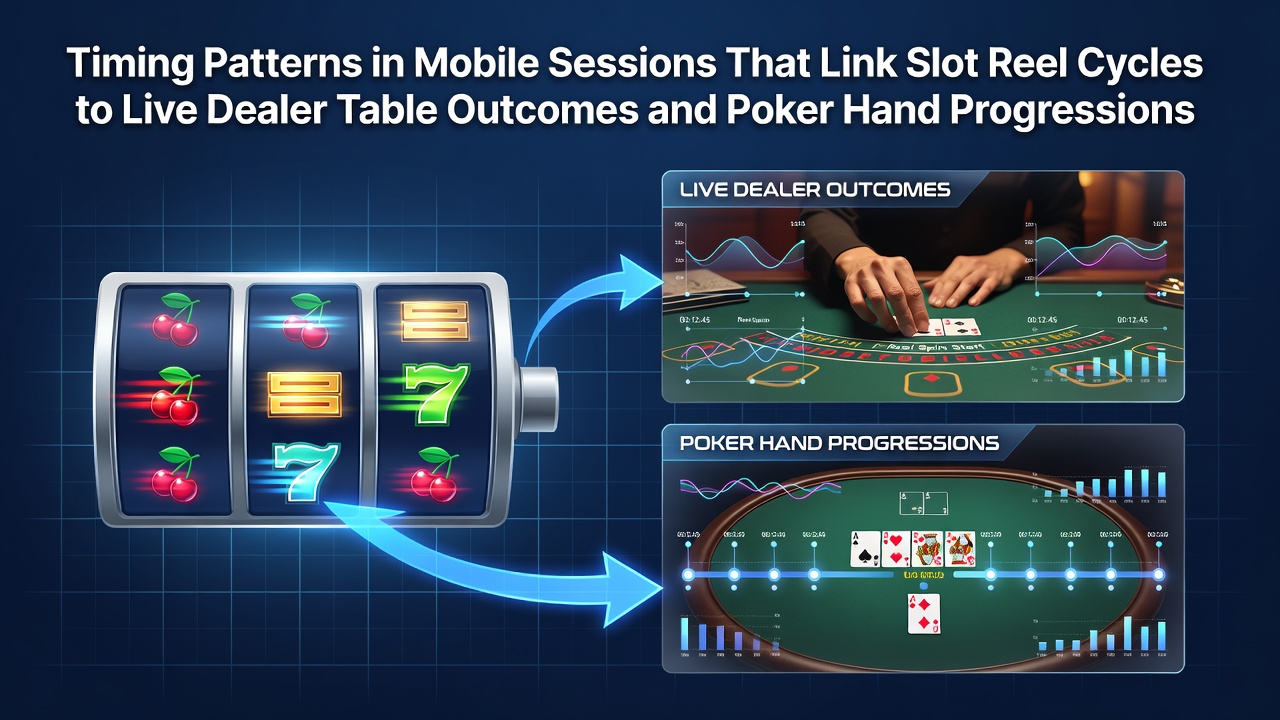 Mobiele sessie timing patronen die slot reels verbinden met live dealer tafels en pokerhanden