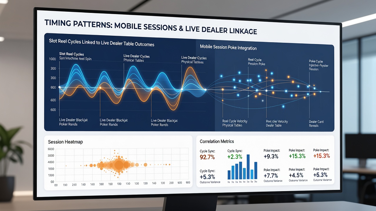 Grafiek van timing correlaties tussen mobiele slot cycli en live poker progressies