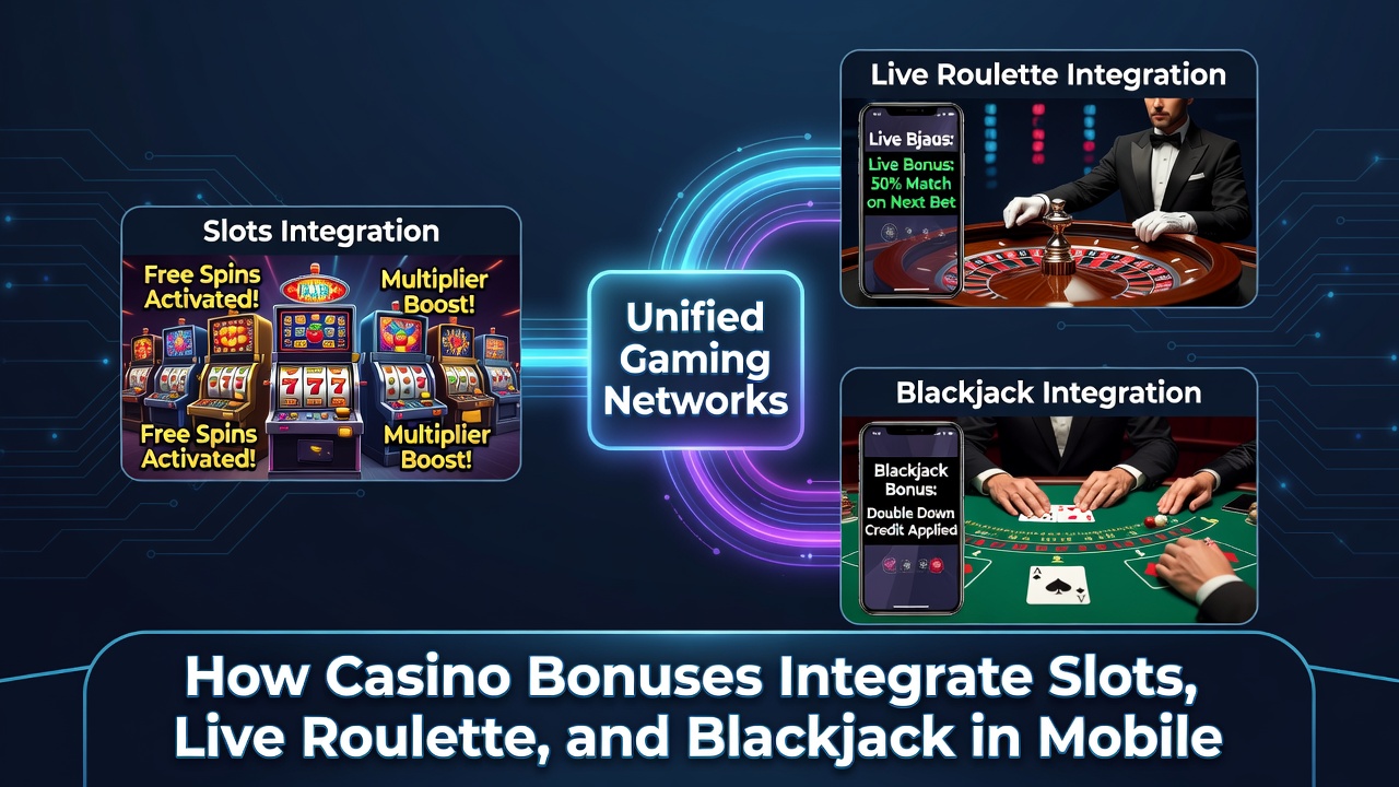Live roulette en blackjack interfacen met bonusintegratie vanuit slots op mobiel