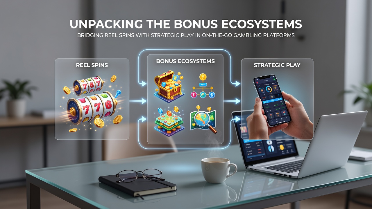 Diagram van mobiele bonusintegratie tussen spins en strategisch spel