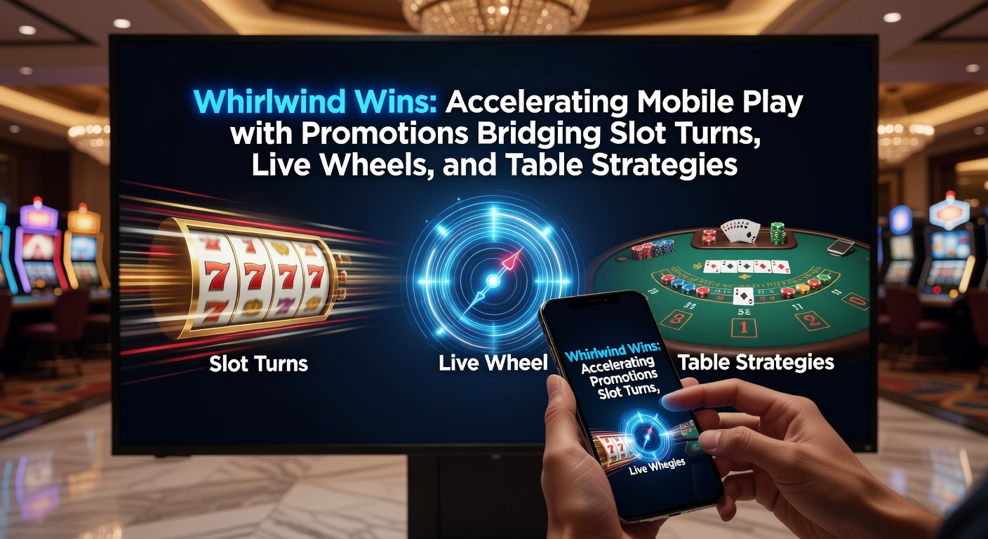 Mobiele interface met draaiende slotrollen, live roulettewiel en blackjacktafel, verbonden door bonuspromoties